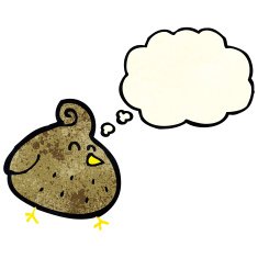 cartoon bird with thought bubble N96