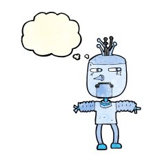 cartoon robot with thought bubble N46