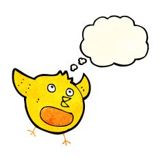 cartoon happy bird with thought bubble N12