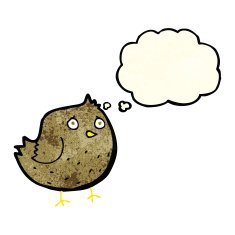 cartoon bird with thought bubble N98