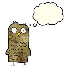 cartoon owl with thought bubble N20