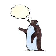 Cartoon Penguin With Thought Bubble N4
