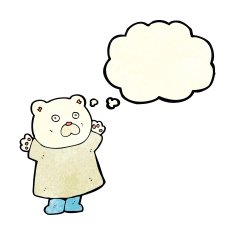 funny cartoon polar bear with thought bubble N10