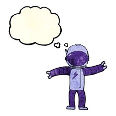 cartoon astronaut with thought bubble N36