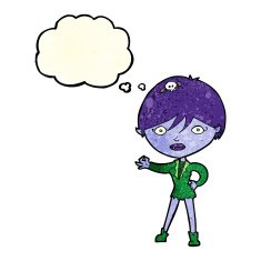 cartoon vampire girl with thought bubble N75
