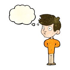 cartoon boy staring with thought bubble N7