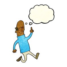 cartoon bald man with idea thought bubble N7