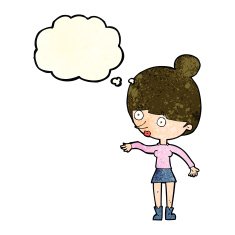 cartoon surprised woman with thought bubble N81