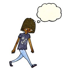 cartoon teenager with thought bubble N4