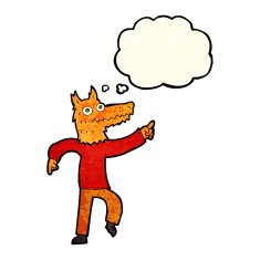 cartoon fox man with thought bubble N19