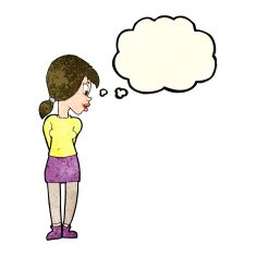 cartoon pretty girl with thought bubble N33