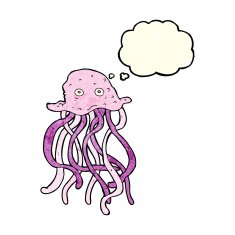 cartoon octopus with thought bubble N10