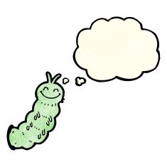 cartoon caterpillar with thought bubble N3