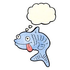 cartoon fish with thought bubble N28