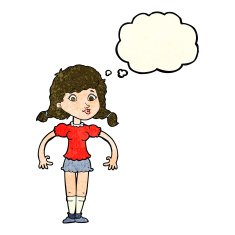 cartoon pretty girl with thought bubble N34