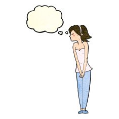 cartoon pretty woman with thought bubble N91