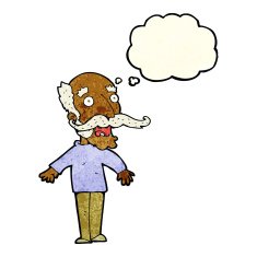 cartoon old man gasping in surprise with thought bubble N2