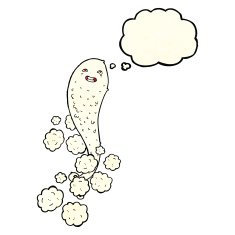 cartoon spooky ghost with thought bubble N14