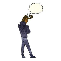 cartoon cool guy with thought bubble N3