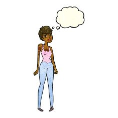 cartoon pretty woman with thought bubble N96