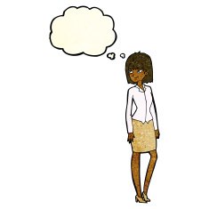 cartoon pretty businesswoman with thought bubble N4
