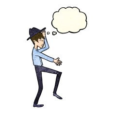 cartoon fashionable man with thought bubble N3