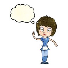 cartoon maid with thought bubble N14