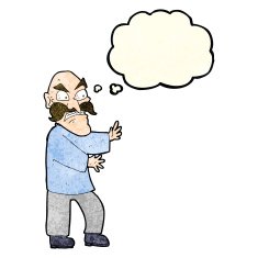 cartoon angry old man with thought bubble N47