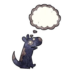 cartoon happy dog with thought bubble N28