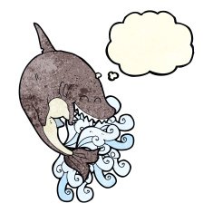 cartoon shark with thought bubble N15