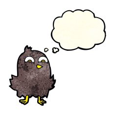 funny cartoon bird with thought bubble N39