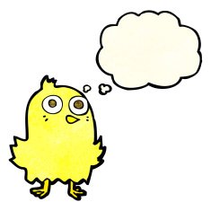 funny cartoon bird with thought bubble N40