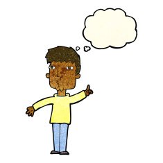 cartoon man raising point with thought bubble N4
