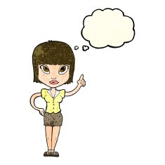 cartoon pretty girl with idea thought bubble N9