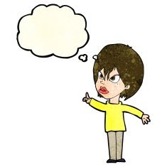 cartoon woman arguing with thought bubble N4