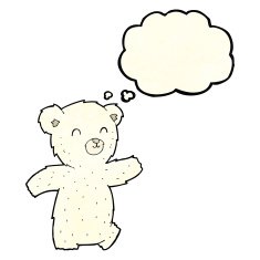cute cartoon polar bear with thought bubble N29