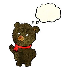 cartoon cute black bear with thought bubble N26