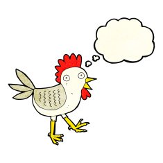 funny cartoon chicken with thought bubble N3