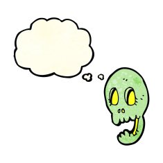 funny cartoon skull with thought bubble N7