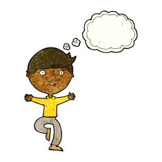cartoon excited man with thought bubble N24