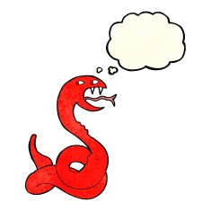 cartoon hissing snake with thought bubble N2