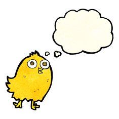 cartoon happy bird with thought bubble N13