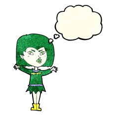 cartoon vampire girl with thought bubble N79