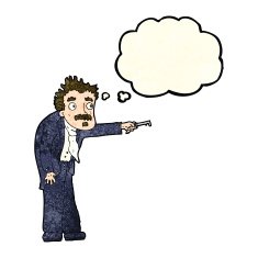 cartoon man trembling with key unlocking thought bubble N3