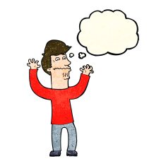 cartoon nervous man with thought bubble N48