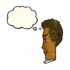 cartoon annoyed man with thought bubble N30