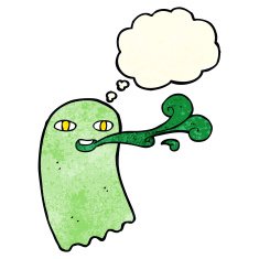 funny cartoon ghost with thought bubble N28