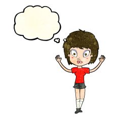 cartoon pretty girl with thought bubble N37