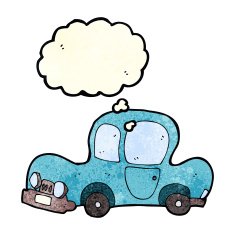 cartoon car with thought bubble N12