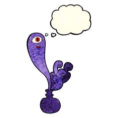 cartoon halloween ghost in bottle with thought bubble N8